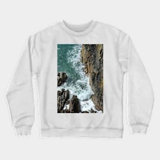 Wave breaks against the rocks - Mull of Galloway, Scotland Crewneck Sweatshirt